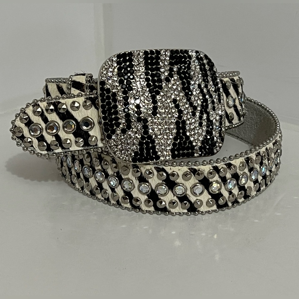 Nocona | Zebra Stripe Horse Hair and Rhinestone Belt